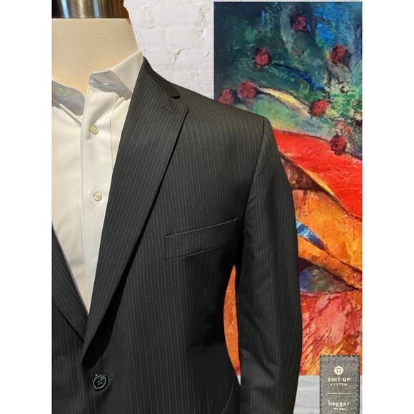 Haggar Suit Up 46L Dark Gray Multi-Stripe Mens Blazer Suit Jacket - Picture 5 of 16